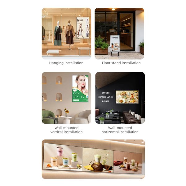 Anti Glare Screen Digital Window Displays 55" Android 11 OS