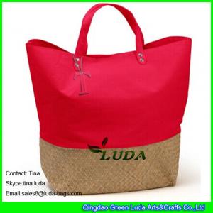 China LUDA natural seagrass straw beach tote bags red large handbags for sale on sale