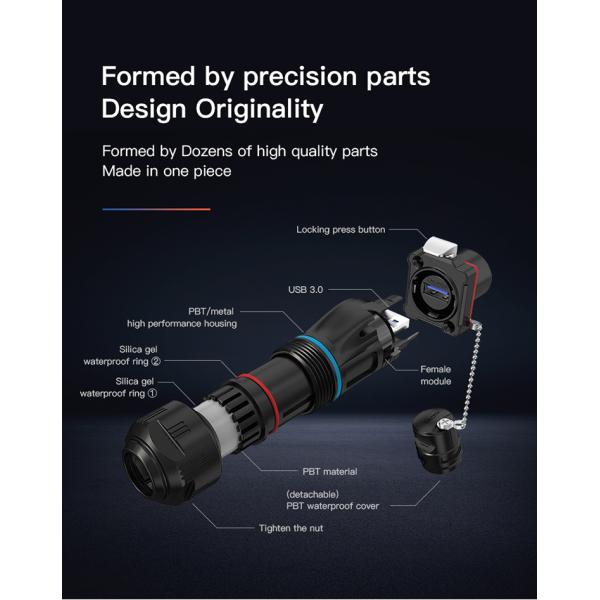 Factory M24 Round USB Connector Plastic Waterproof Panel Mount USB Connector