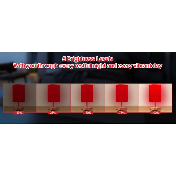 4 Color Temperatures 670nm Red Light Sleep Aid Lamp with Dimmable Brightness and Timer Function