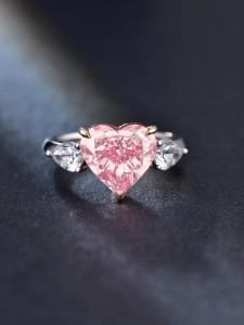 Wholesale Large Size Pink Lab Grown Diamond Rings Heart Shape 4.19ct 18k White Gold Ring from china suppliers