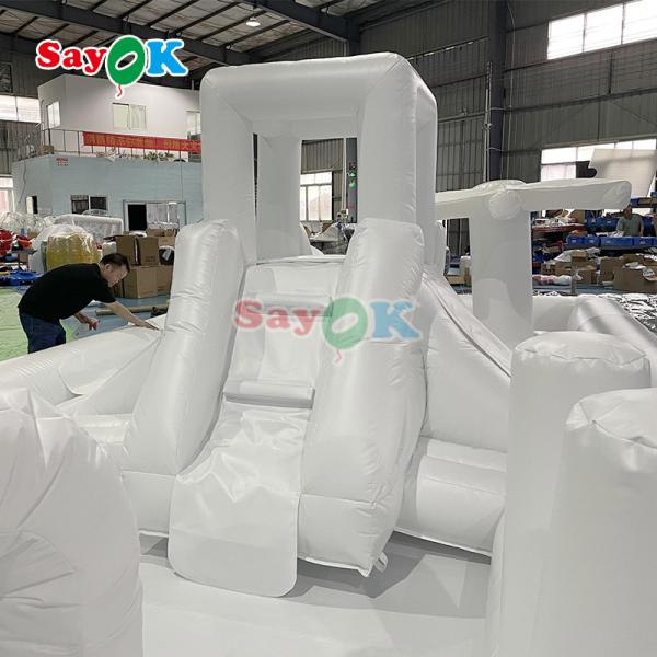 Customized Fashionable Mini White Splash Pad Water Park Inflatable Obstacle Course Playground Castle Slide Combo