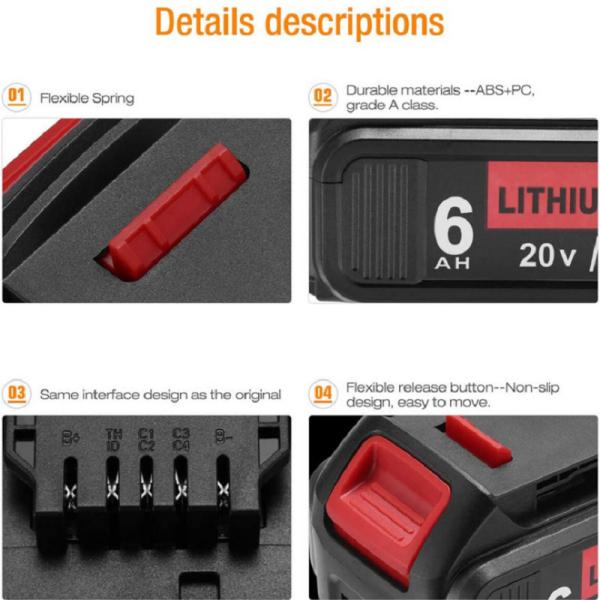DCB181 Dewalt 20V 6Ah Replacement Rechargeable Batteries For Cordless Drills