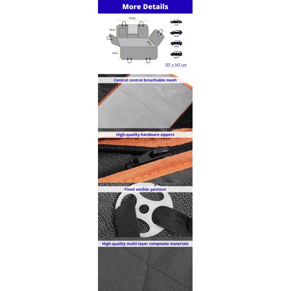 Pet Car Seat Cover For Back Seat,Non-Slip Backseat Protector With Mesh Window