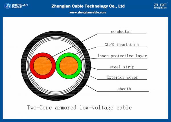 Quality 0.6/1KV Two Cores Armoured Power Cable With PVC Insulation （CU/PVC/LSZH/DSTA/NYBY/N2XBY/NYRGBY/NYB2Y） for sale