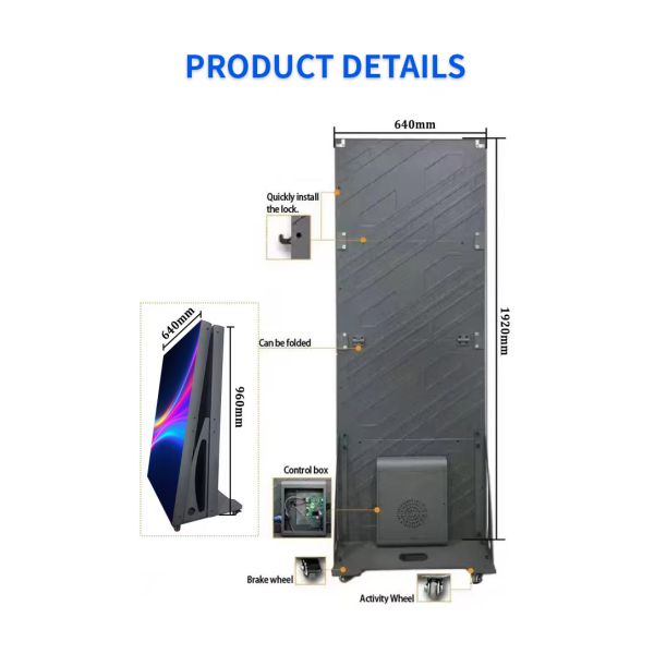 P2.5 Foldable LED Poster Display Portable Roll Up Video Screen Free Standing Advertising Signboard Kiosk for Events OEM