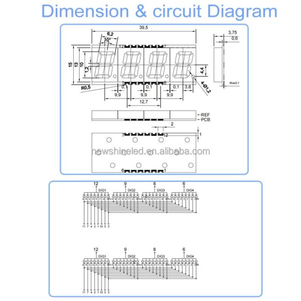 0.39 Inch 4 Digit SMD LED 7 Segment Display Digital Height 10mm Red Surface Color Ideal for Electronic Counters Timers and Display Equipment