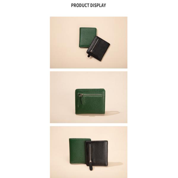 Low MOQ Mix Models Genuine Leather Wallet with RFID Blocking and Zipper Front Pocket