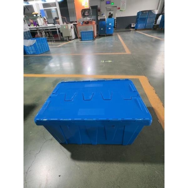 Trailer, Storage Container, Nesting and Stackable Plastic Storage Box with Lid Attached, Clear Tote for Garages, Closets, and Moving