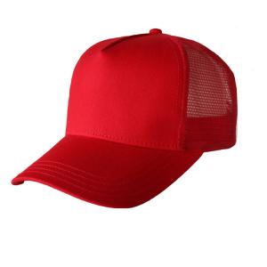 China Beautiful Red Blank Mesh Trucker Cap , Premium Design Mens 5 Panel Caps on sale