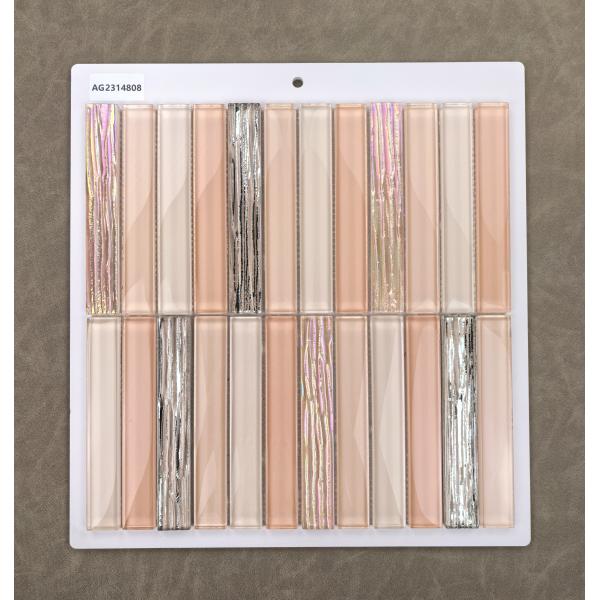 Non-Slip And Durable 300x300mm Light Pink Interior Wall Glass Mosaics For Hotel And Balcony