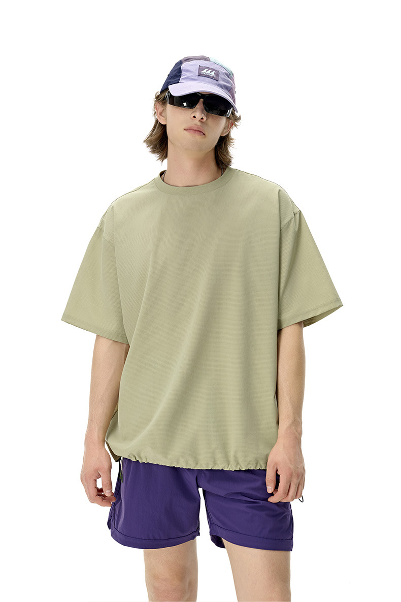 Customized Outdoor Breathable Perforated Fabric T-shirt Solid Sporty Short Sleeve New Spring Summer Quick-drying Cool Feeling