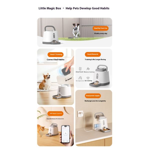Intelligent Dog Feeder Trainer Eco-Friendly Solid Pattern Charge Automatic Snack Reward Machine Waterproof IPX5 Cats Pet Food