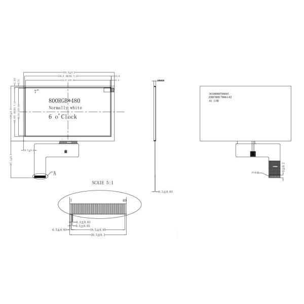7 Inch 800x480 700nits Wide Temperature FPC 40pins Interface TN LCD Display Optional Touch Screen