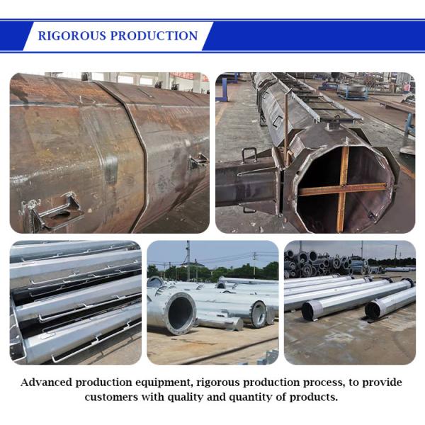 Electric Transmission Steel Utility Pole Hot Dip Galvanized Metal ASTM123 GR50