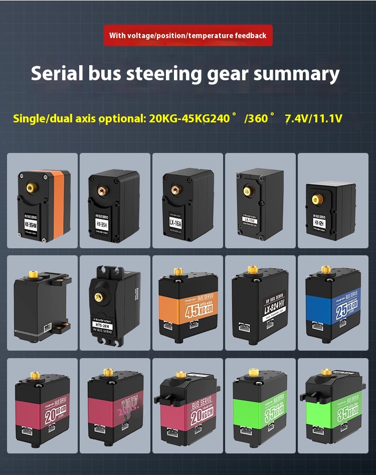 20KG High Precision Dual Axis Robot Servo Smart Bus Servo High Torque Feedback Metal Serial Port Drone Racing Drones Accessories