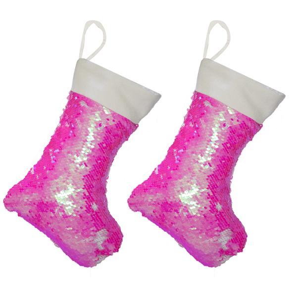 Prosub Sublimation Christmas stocking Custom Printed Logo Sublimate Blank Sequin Christmas Gift Socks