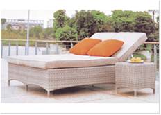 2 persons rattan wicker daybed sunbed with side table ---5027