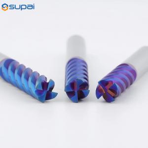 Wholesale HRC65 4Flute Carbide End Mill 4mm 6mm 8mm Cutting Tools Blue Nano Coating for Hard Milling from china suppliers