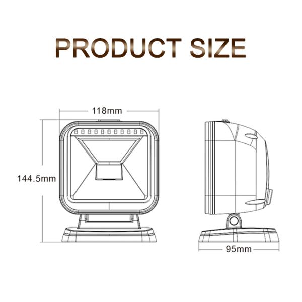 China Factory 1d 2d Barcode Scanner Desktop Table Top Omnidirectional Qr Code Reader for Supermarket