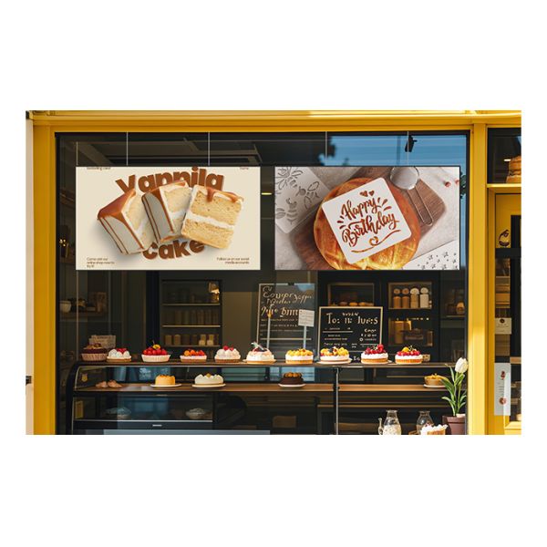 Wall Window Full Color LCD Digital Menu Board Animation Advertising Hanging Ceiling