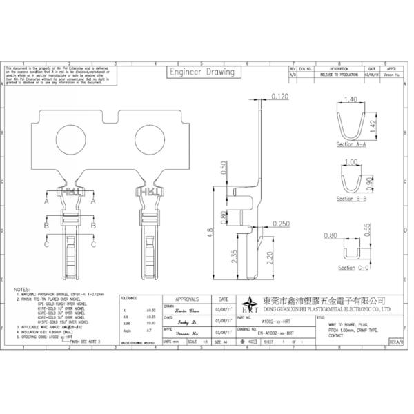 Signal Connector SSHL Contact, 1.00mm Pitch SSHL Crimp Terminals for AWG#32 To 28 Wires