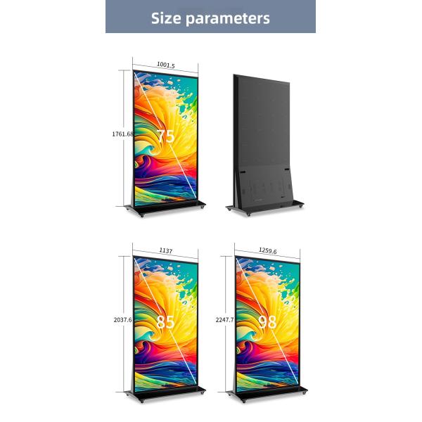 85Inch Full Screen Vertical Mobile Splicing Advertising Machine Indoor Floor Standing Kiosk Text Animation Display Big Size