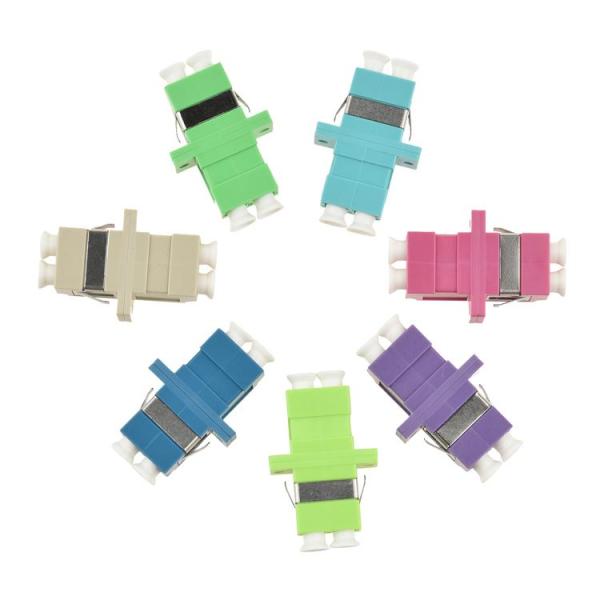 Plastic Fiber Optic Adapter LC to LC with Ceramic Sleeve Multimode OM5 Green Color