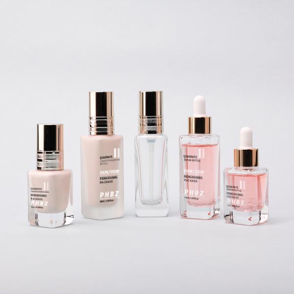 Square Stransparent Foundation Glass Bottle 15ml Sample Size Cosmetic Lotion Bottle
