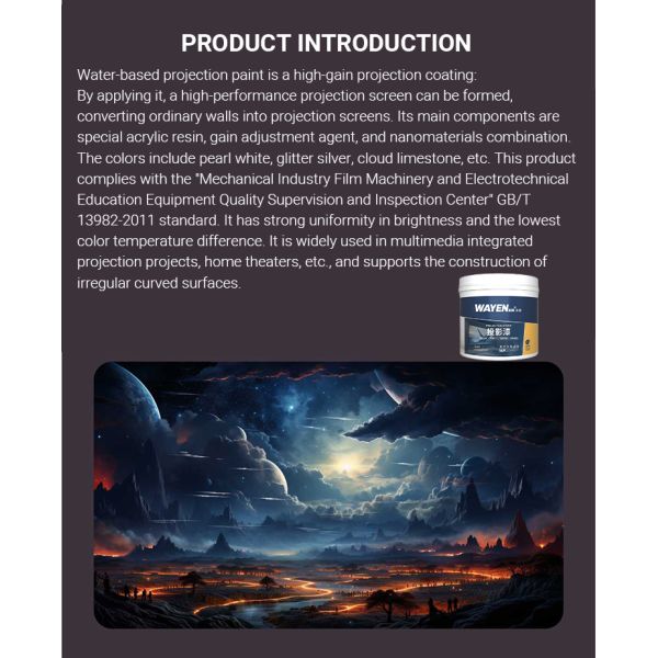 Water-based Projection Paint True Color Presentation Water-soluble and Pollution-free Wall Projection Coating for Home Theaters