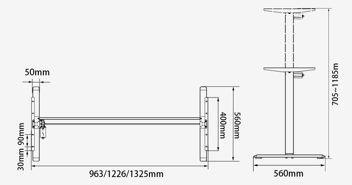 Jarshan E1 Basic Standing Desk Frame showing adjustable legs and frame structure