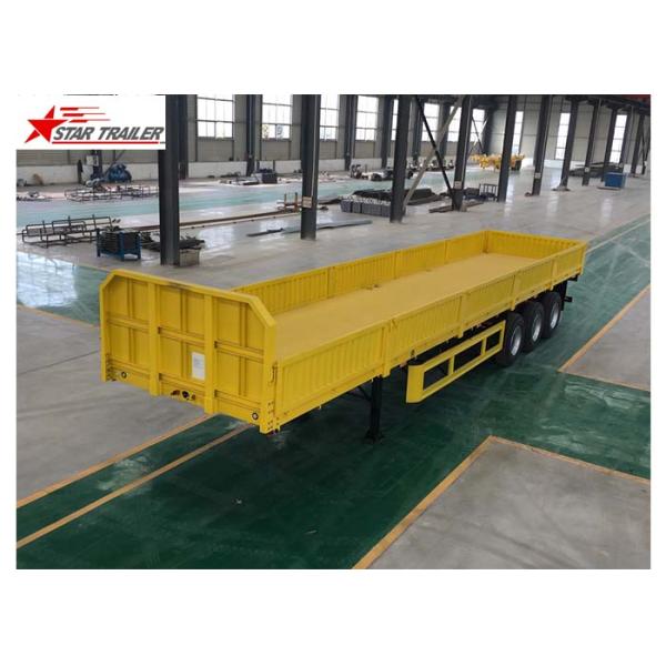 3 Axles Drop Side Front Load Trailer High Duty Steel Structure 60T Payload