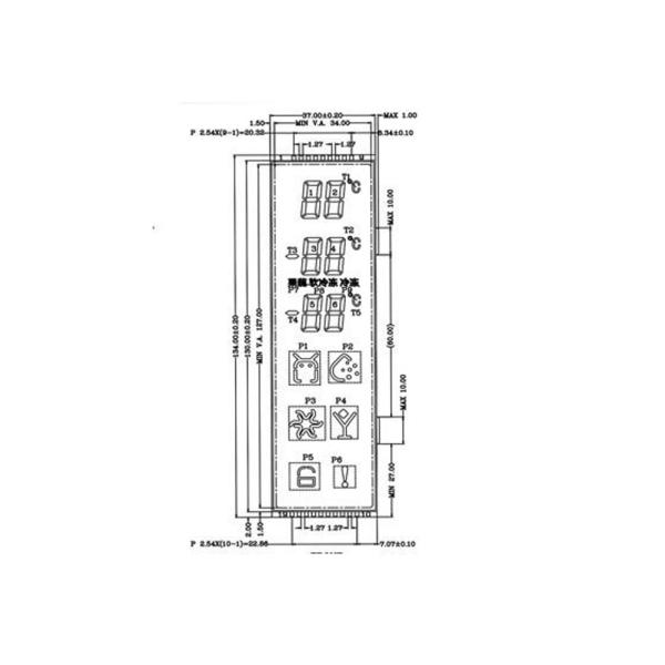 5v Segment LCD Display VA Segment, ESHX20977A—VNP Pin Connector For Refrigerator