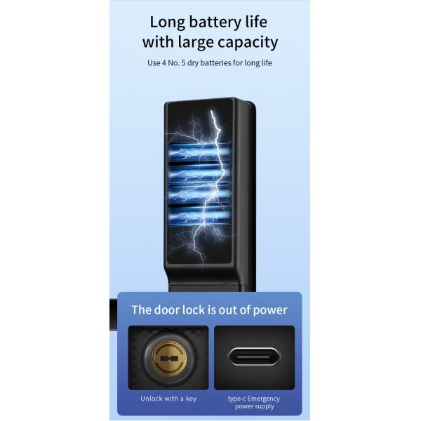 Camera Viewer Lock Tuya APP Intercom Biometric Fingerprint Smart Digital Door Lock