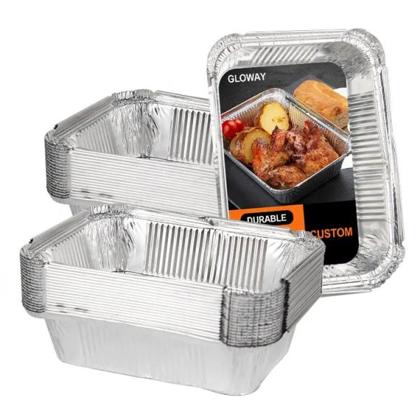 Rectangular Disposable Aluminum Foil Food Container with Fold-Down Lid Perfect for Restaurant Outings , Catered Events and Meal Prep
