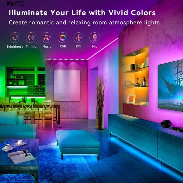 Modern Style 100FT Smart LED Strip Lights 2 Rolls of 50ft with 40 Key Remote Controller Sync to Music