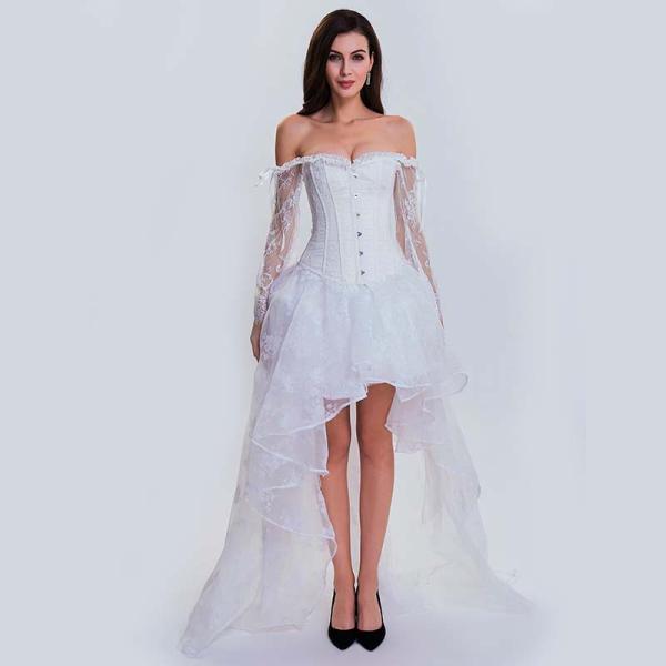 Nanbin White Wedding Corset 34.25 Inch Plus Size Bridal Bustier
