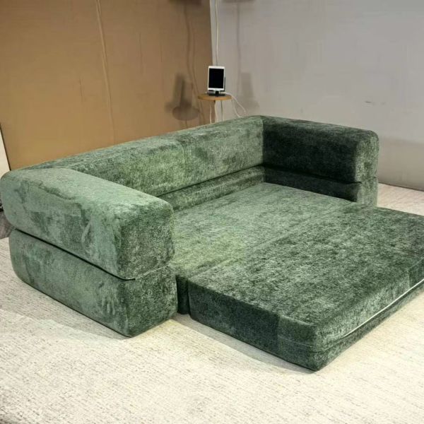Modern High Density Reclining Leisure Convertible Modular Sofa Bed Eco-Friendly Tufted Back Folding Compressed Design for Living