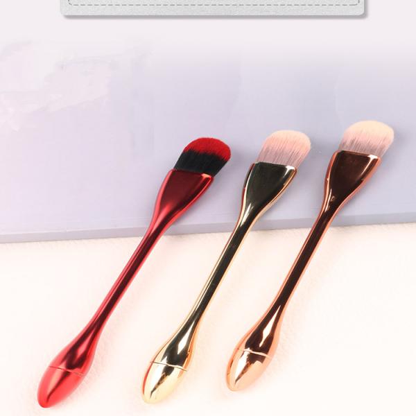 Soft Silica Custom Logo Makeup Brushes , Cosmetic Face Brushes Electroplated Handle