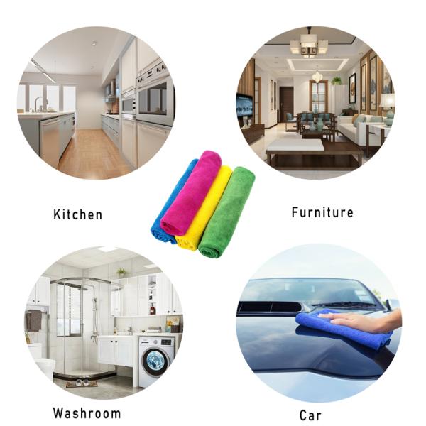 30x30cm 300gsm Household Cleaning Cloth Microfiber General Cleaning Cloth 12"X12" Green