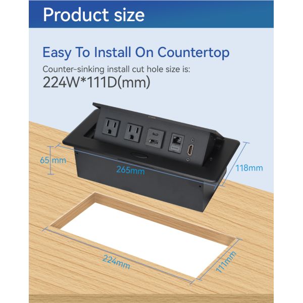 ROHS Indoor Furniture Pop Up Socket Box With Multi Outlets Under Desk Plug