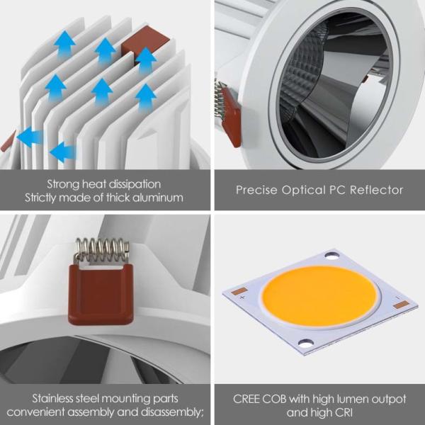 OEM Knob Switch Spotlight Recessed Downlight Embedded Anti Glare