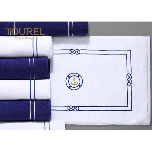 Cotton Bath Foot Towel For Developing Countries Blue Embroidery