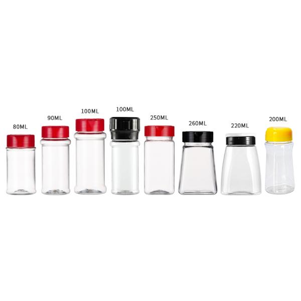 100ml Plastic Spice Container ,BBQ Condiment Pepper Bottle With Flip top, Clear Plastic Spice Jar