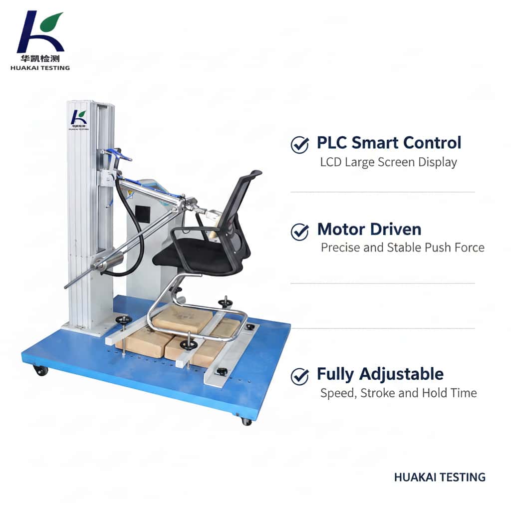 Office Chair Back Durability Fatigue Tester | Backrest Push Pull Endurance Testing Machine | EN 581-2
