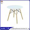round top plastic dining table with wood legs T-06 for sale