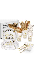 White and Gold birthday Plates