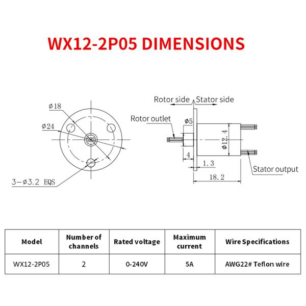 5A Low Power Flanged Conductive Slip Ring 2 Wire Slip Ring Cap Type