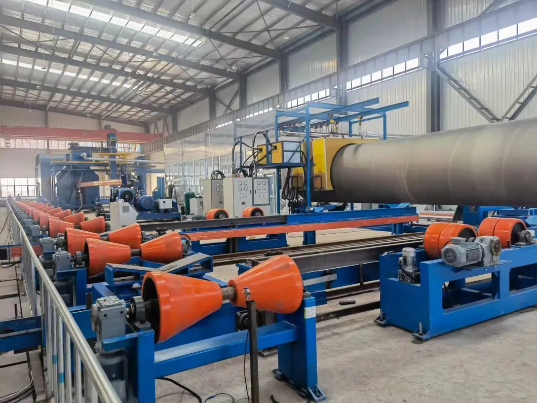 3LPE Coating Pipe Production Line with High Voltage Electrostatic Spray Gun PLC Automatic Control and SA2.5 Clean Level