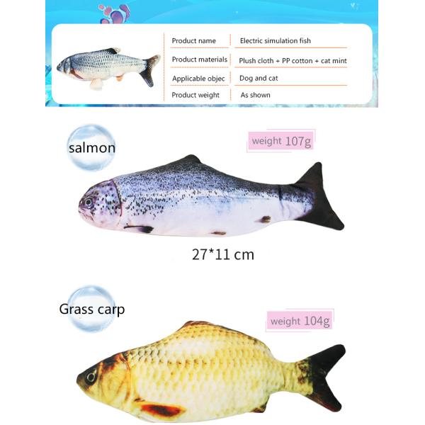 Electric Floppy Fish Cat Toy Simulation Wiggle Fish Catnip Toys Plush Interactive Moving Dancing Fish Toys for Cats